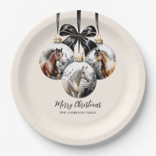 Assiettes En Carton Chevaux noir et or Citation de Noël