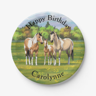 Assiettes En Carton Chevaux Poulet Poulet Poulet À Peinture En Pâturag