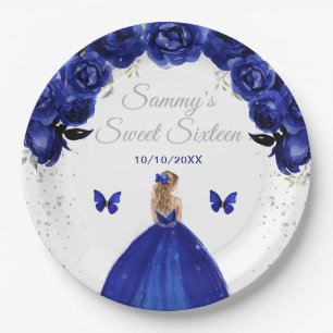 Assiettes En Carton Cheveux bleu foncé Blonde Princesse Sweet sixteen
