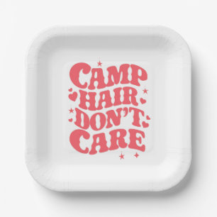 Assiettes En Carton Cheveux de camping, on s'en fiche Filles de campin