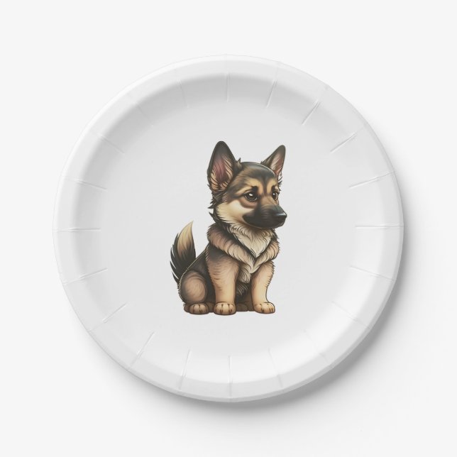 Assiettes En Carton Chibi German Shepherd (Devant)