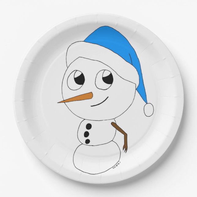 Assiettes En Carton chibi snowman (Devant)