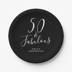 Assiettes En Carton Chic 50 Fabulous Black White 50e anniversaire