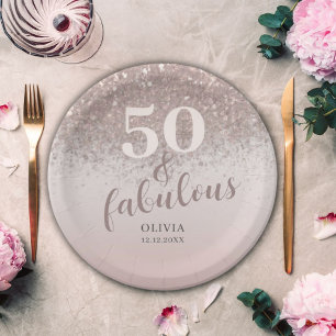 Assiettes En Carton Chic 50 & Fabulous Parties scintillant Rose Gold A