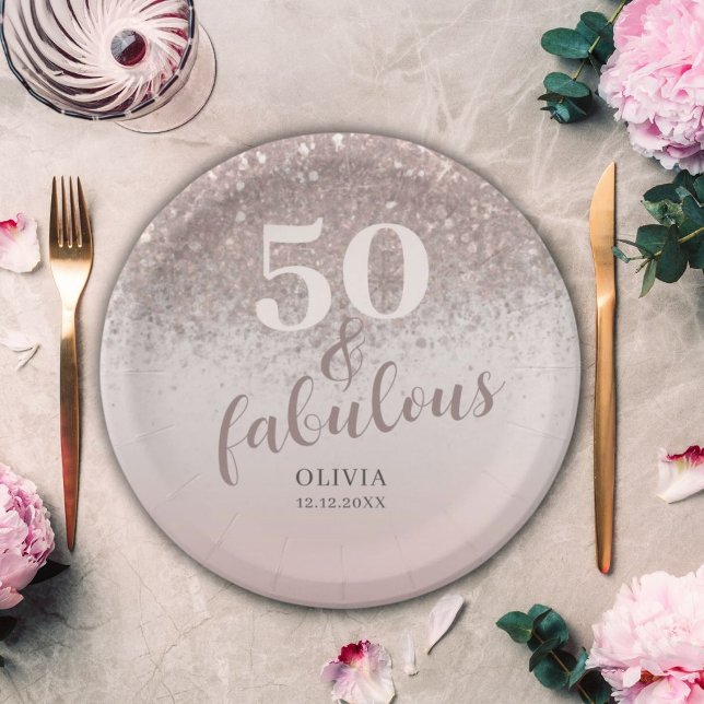 Assiettes En Carton Chic 50 & Fabulous Parties scintillant Rose Gold A (Créateur téléchargé)
