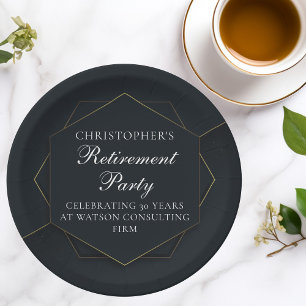Assiettes En Carton Chic Black Gold Custom Retirement Party