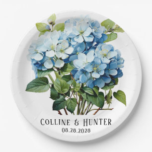 Assiettes En Carton Chic Blue Hydrangea Floral Mariage