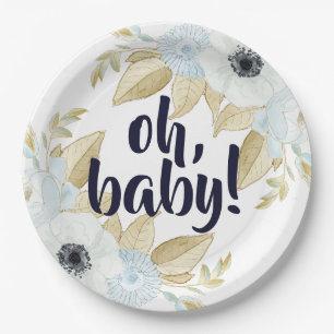 Assiettes En Carton Chic Blue & White Floral Oh Baby Baby shower