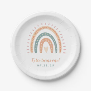 Assiettes En Carton Chic Boho Rainbow Pastel Premier Anniversaire