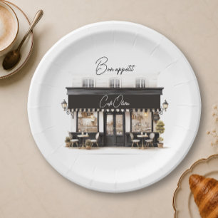 Assiettes En Carton Chic Bon Appétit Noir & Blanc Café Paris Anniversa