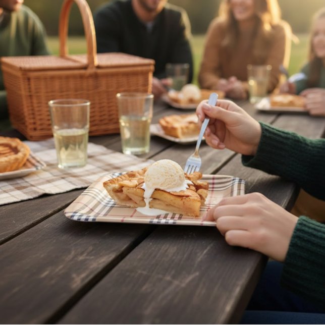 Assiettes En Carton Chic Carreaux Brun Chaud Base Blanc Noir Marron Ta (Créateur téléchargé)