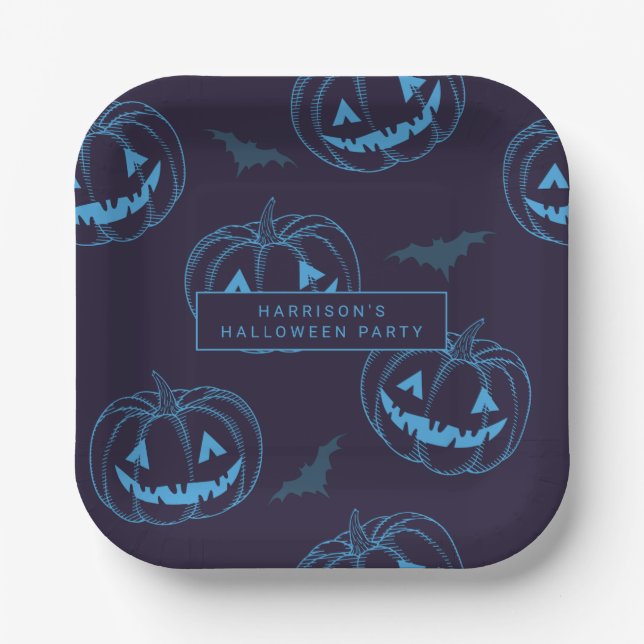 Assiettes En Carton Chic Citrouille Halloween Party (Recto)