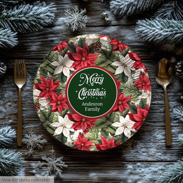 Assiettes En Carton Chic Custom Christmas Floral Paper Plates Gift  (Chic Custom Christmas Floral Paper Plates Gift )