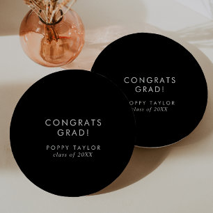 Assiettes En Carton Chic Dark Black Congrats Grad Grad Graduation