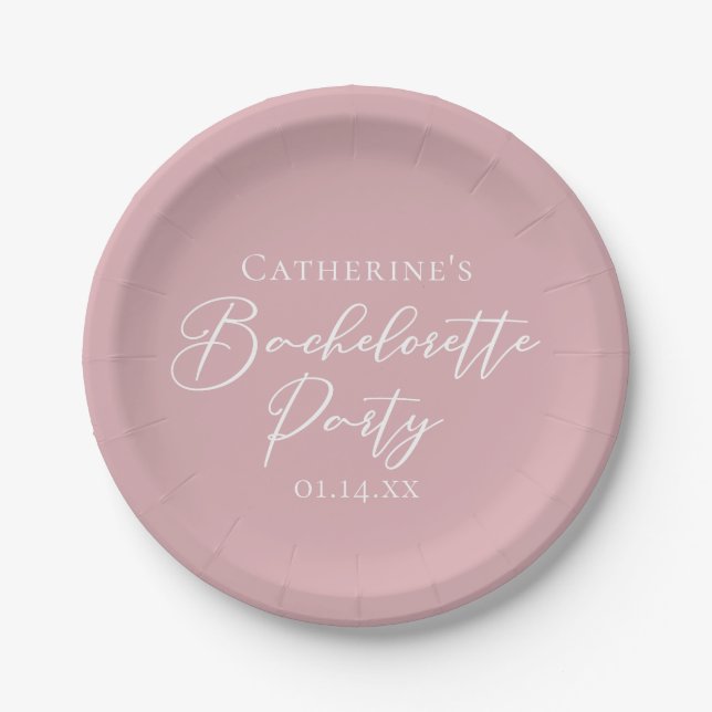 Assiettes En Carton Chic Dusty Rose Pink Bachelorette Party Custom (Devant)