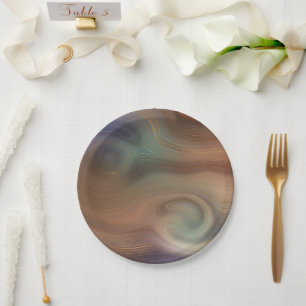 Assiettes En Carton Chic Earthy   Agate en pierre de cuivre naturel