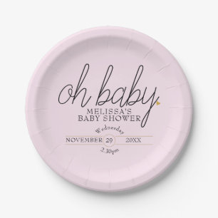 Assiettes En Carton Chic écriture cœur doré bébé fille douche oh bébé