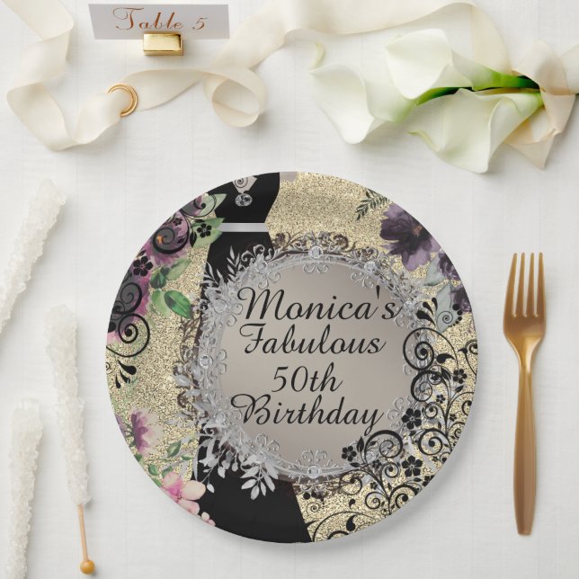 Assiettes En Carton Chic Elegant Fabulous 50e anniversaire (Mariage)