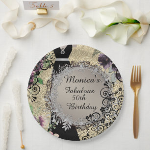 Assiettes En Carton Chic Elegant Fabulous 50e anniversaire Personnalis
