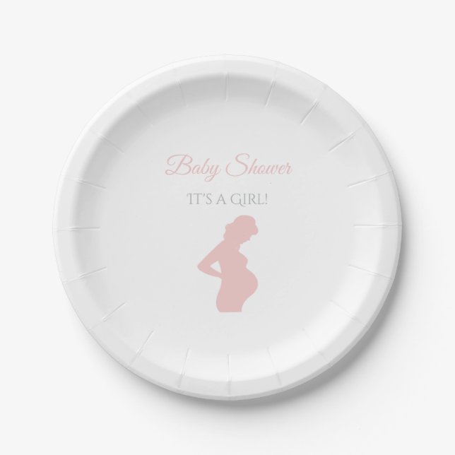Assiettes En Carton Chic fille Baby shower femme enceinte bébé bosse (Devant)