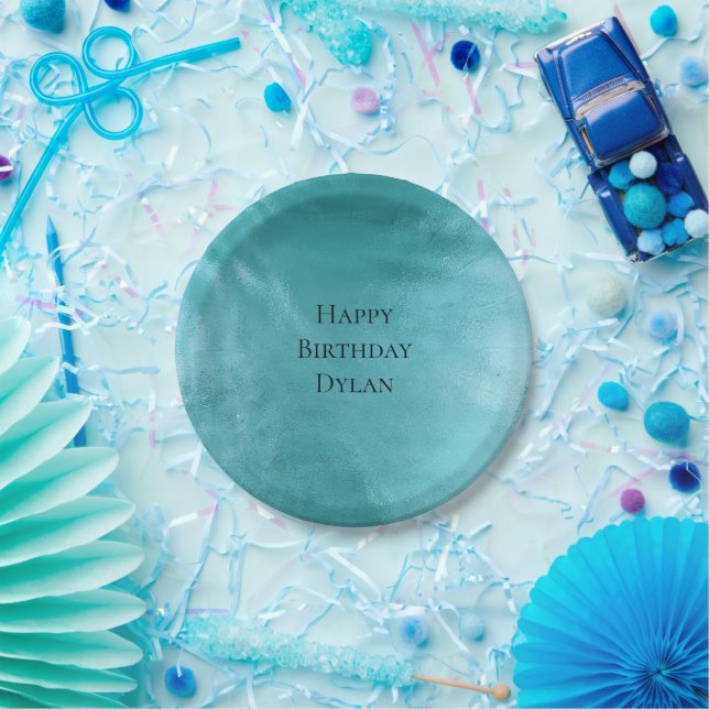 Assiettes En Carton Chic Glam Aqua bleu turquoise Anniversaire (Fête)