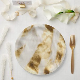 Assiettes En Carton Chic Glam Or blanc de la vache occidentale