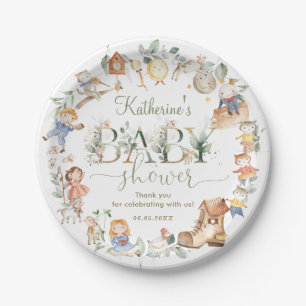 Assiettes En Carton Chic Green Nursery Rhyme Baby shower Neutre