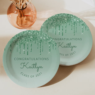 Assiettes En Carton Chic Green Parties scintillant Drip Graduation Par