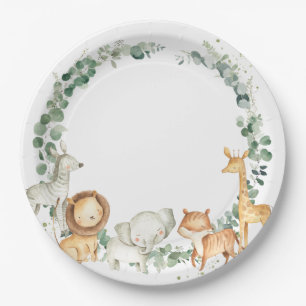 Assiettes En Carton Chic Jungle Animaux Baby shower verdoyant Annivers