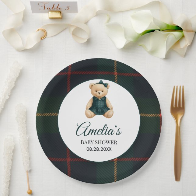 Assiettes En Carton Chic Luxury Teddy Bear Baby Shower  (Mariage)