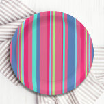 Assiettes En Carton Chic moderne fille Motif de bande de bonbons<br><div class="desc">Ce design moderne présente des rayures colorées en rose,  bleu et vert. #moderne #chic #stylish #élégant #girly #preppy #pour son #party #partyapprovisionnements #platypièces #tableware #paperassiers #paperplates</div>
