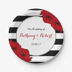 Assiettes En Carton Chic Moderne Luxe Mariage Collection - Roses rouge