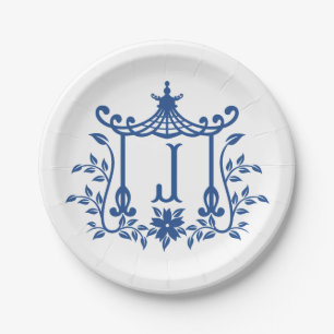 Assiettes En Carton Chic Pagode Monogramme J Plaque papier