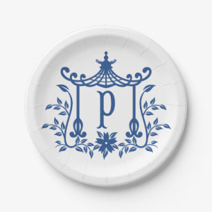 Assiettes En Carton Chic Pagode Monogramme P Plaque papier