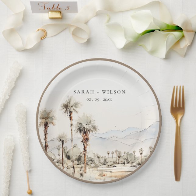 Assiettes En Carton Chic Palm Springs California Mariage paysager (Mariage)