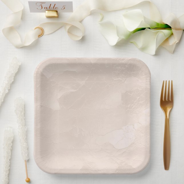 Assiettes En Carton Chic Pearl Glam Ivory Blush Mariage (Mariage)