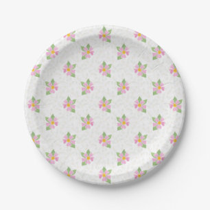 Assiettes En Carton Chic Roses de chien rose sur plaque de papier blan