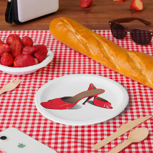 Assiettes En Carton Chic Rouge Haut talons Glamour Stiletto Mode
