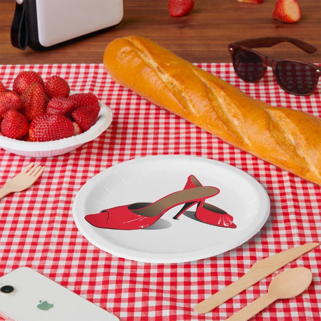 Assiettes En Carton Chic Rouge Haut talons Glamour Stiletto Mode (Créateur téléchargé)