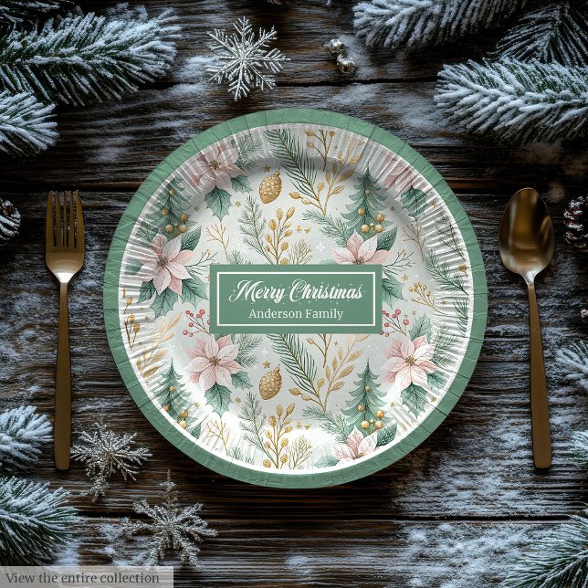 Assiettes En Carton Chic Sage and Gold Paper Plates Luxury Holiday  (Chic Sage and Gold Paper Plates Luxury Holiday )