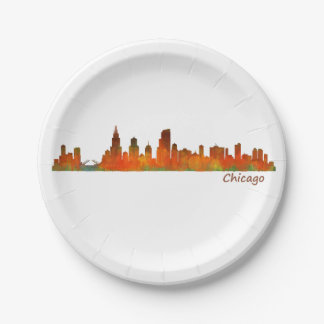 Assiettes En Carton Chicago Illinois US ville skyline v01