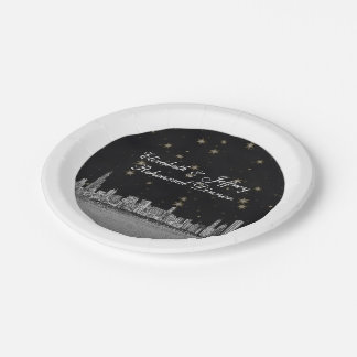 Assiettes En Carton Chicago Skyline Black Gold Star S