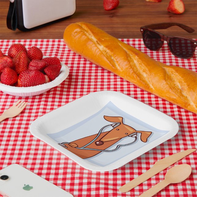 Assiettes En Carton Chien à écouter de la musique drôle casque Pup (Créateur téléchargé)