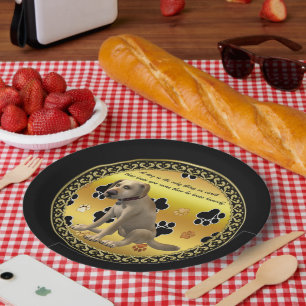 Assiettes En Carton Chien adorable assis avec une citation amusante mi