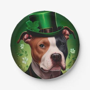 Assiettes En Carton Chien American Staffordshire à la Saint-Patrick