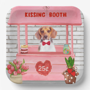 Assiettes En Carton Chien beagle Valentine's Day Kissing Booth