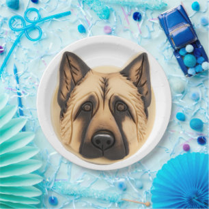 Assiettes En Carton Chien berger allemand 3D inspiré