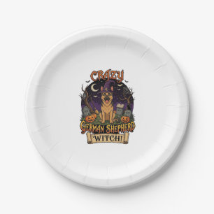 Assiettes En Carton Chien Berger Allemand Fou Sorcière Halloween Citro