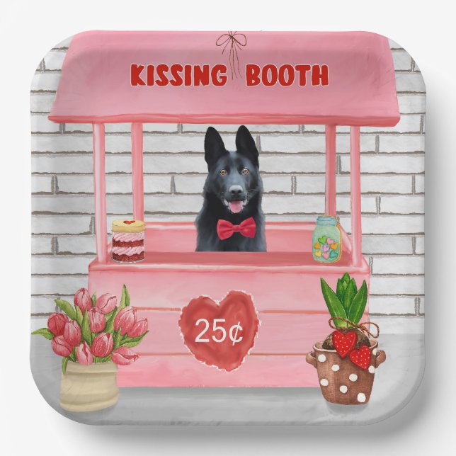 Assiettes En Carton Chien berger allemand Valentine's Day Kissing Boot (Recto)
