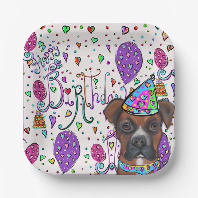 Assiettes En Carton Chien Boxer (Recto)